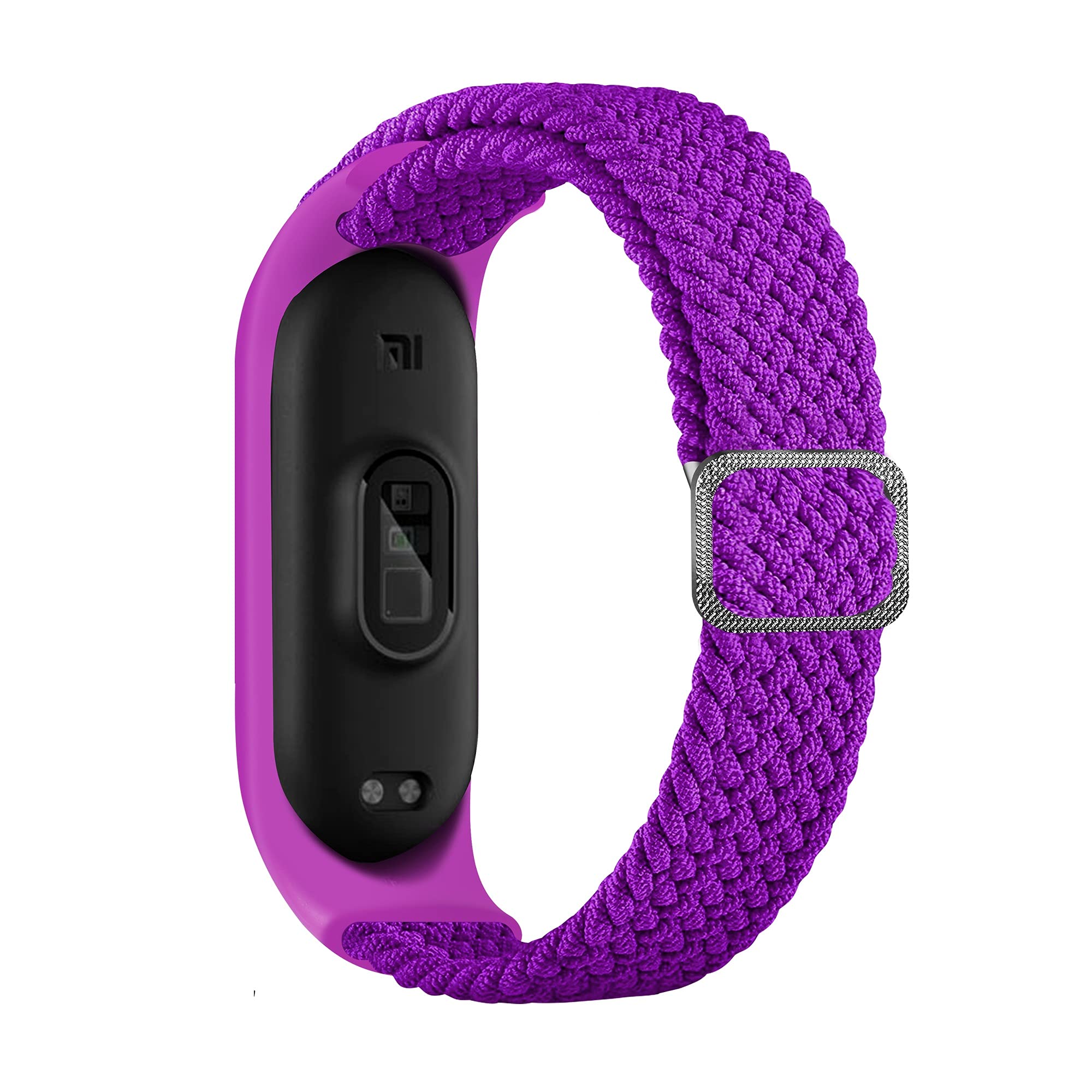 BoLuo Smart Watch Strap compatible for Xiaomi Mi Band 7 / Mi Bnad 6, Nylon Braided stretch Solo Loop Watch Belt, Replacement Bracelet Wristband Strap for Xiaomi Mi Band 7 6 5 4 3 Watch (purple)