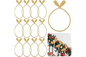 Celltestria 12pcs 20 Inches Christmas Garland Ties, Reusable and Flexible Xmas Garlands Wreath Twist Tie for Banister Railing Stairs Tree Home Holiday Decoration Craft Wrapping(Golden)