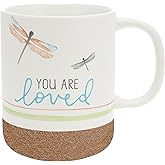 Pavilion Gift Company – You Are Loved - 16-ounce Stoneware Mug with Sandy Glazed Bottom, Dragonfly, Large Handle Coffee Cup, Survivor Encouragement Gift, 1 Count (Pack of 1), 3.5” x 3.5”