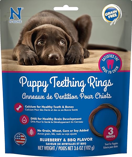 N-BONE PUPPY TEETHING RINGS GRAIN-FREE BLUEBERRY & BBQ...