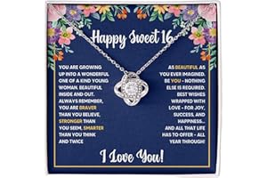 FG Family Gift Mall Sweet 16 Gifts For Girls, 16th Birthday Gifts For 16 Year Old Girl, Happy Sweet Sixteen Bday Card Gift Ideas Necklace with Message Card and Gift Box