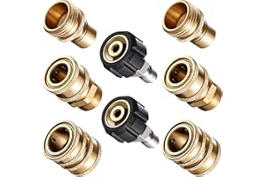 Pressure Washer Quick Connect Kit, Selkie 8pack M22 14mm to 3/8 Inch Quick Connect Fittings, 3/4 Inch to 1/2 Inch Quick Release Adapter Set for Power Washer, Solid Brass