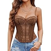 Avidlove Corset Tops for Women Lace Bustier Top Underwire Sexy Halloween Exotic Slim Fit Bralette