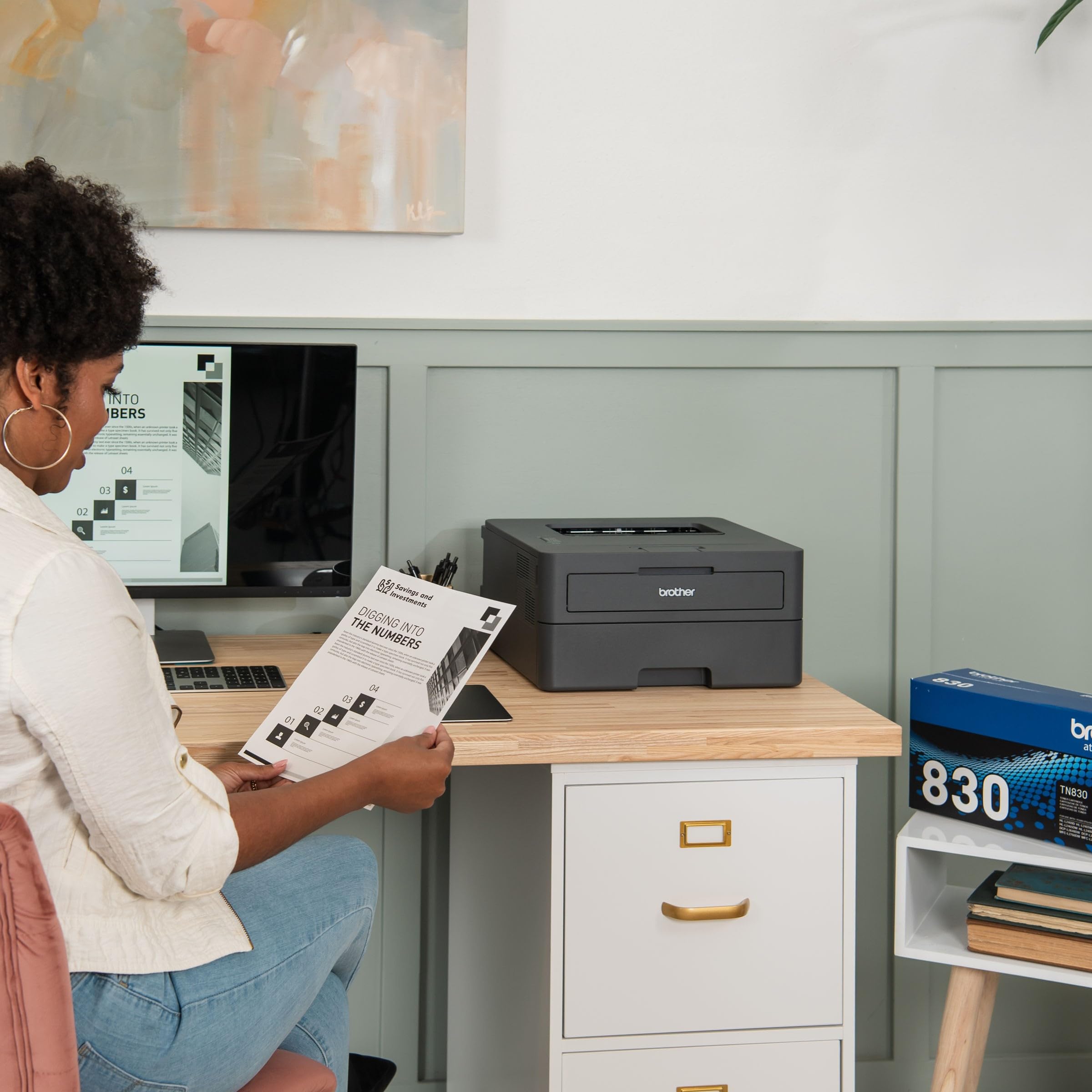 Brother Monochrome Laser Printer with 32 PPM Speed and Automatic 2-Sided Printing for Home Office, Fast Black and White Output, Compact Design with 250-Sheet Capacity (HL-L2400D)