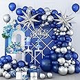 Royal Blue and Silver Balloon Garland Kit, Blue and Silver Balloons,Navy Blue and Silver Balloons with Royal Blue and Silver Balloon for Birthday Party, Weddings, Baby Shower, Anniversaries