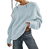 Beaully Women's Oversized Long Sleeve Crewneck Fuzzy Knit Warm Sweaters Fall Pullover Sweater Tops