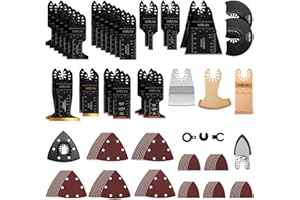 KELIN 118 PCS Multitool Blade Kits Cutting and Sandpaper Oscillating Tool Accessories Universal Oscillating Saw Blades 13 Types Blades Compatible with Dewalt Bosch Dremel Milwaukee