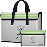 NAIBAOSD Fireproof Document Box (16"x 12" x 5") Silicone Coated with Shoulder Strap and Zipper Closure, Fireproof Money Bag (8.75"x6.0") for Cash, Coin, Credit Cards, Passport, and other Valuables