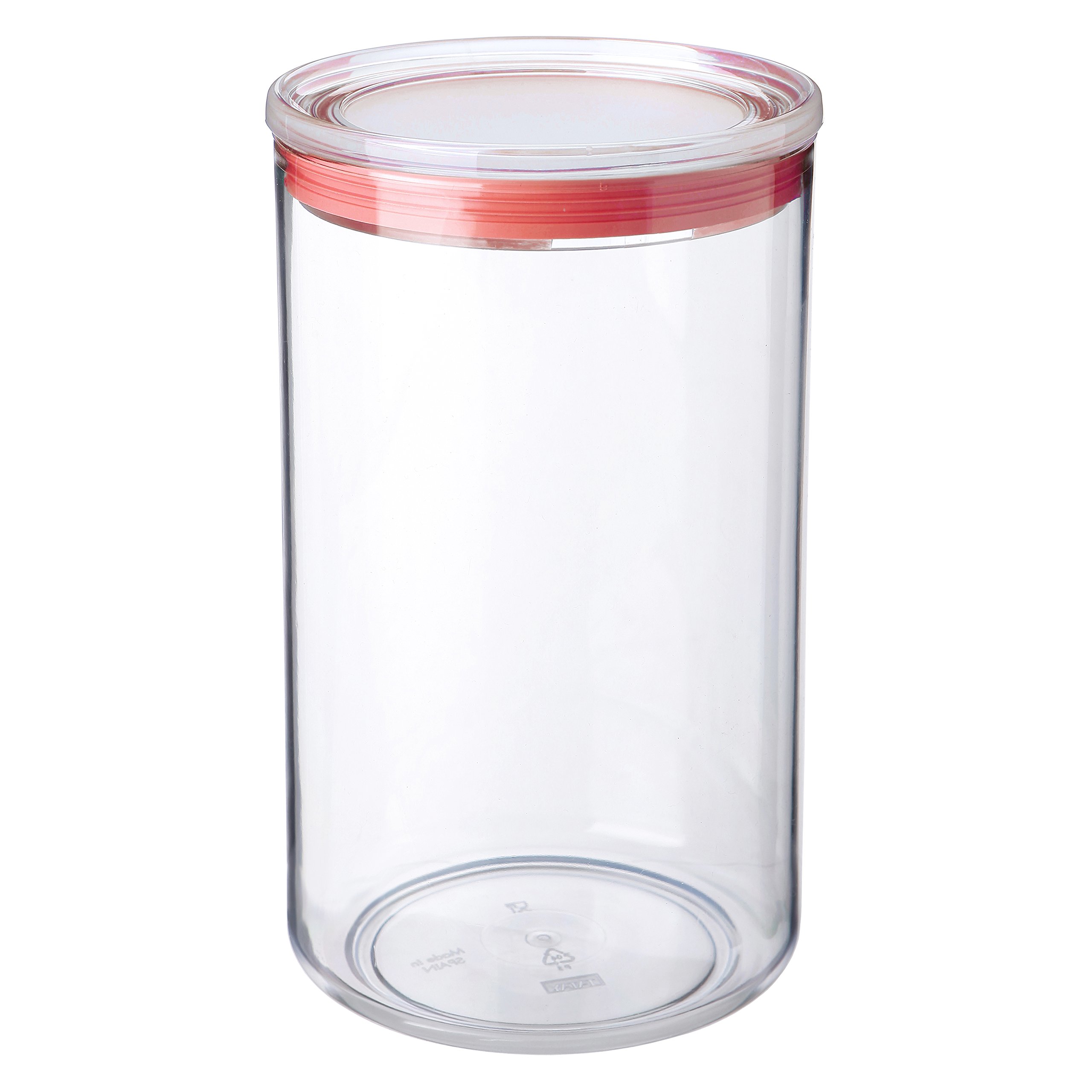 TATAY Kitchen Storage Container 2 L | Clear Kitchen Canister | Silicone Seal Lid | Stackable | BPA-Free Plastic | Dishwasher Safe | 12.5 x 12.5 x 22 cm, Red