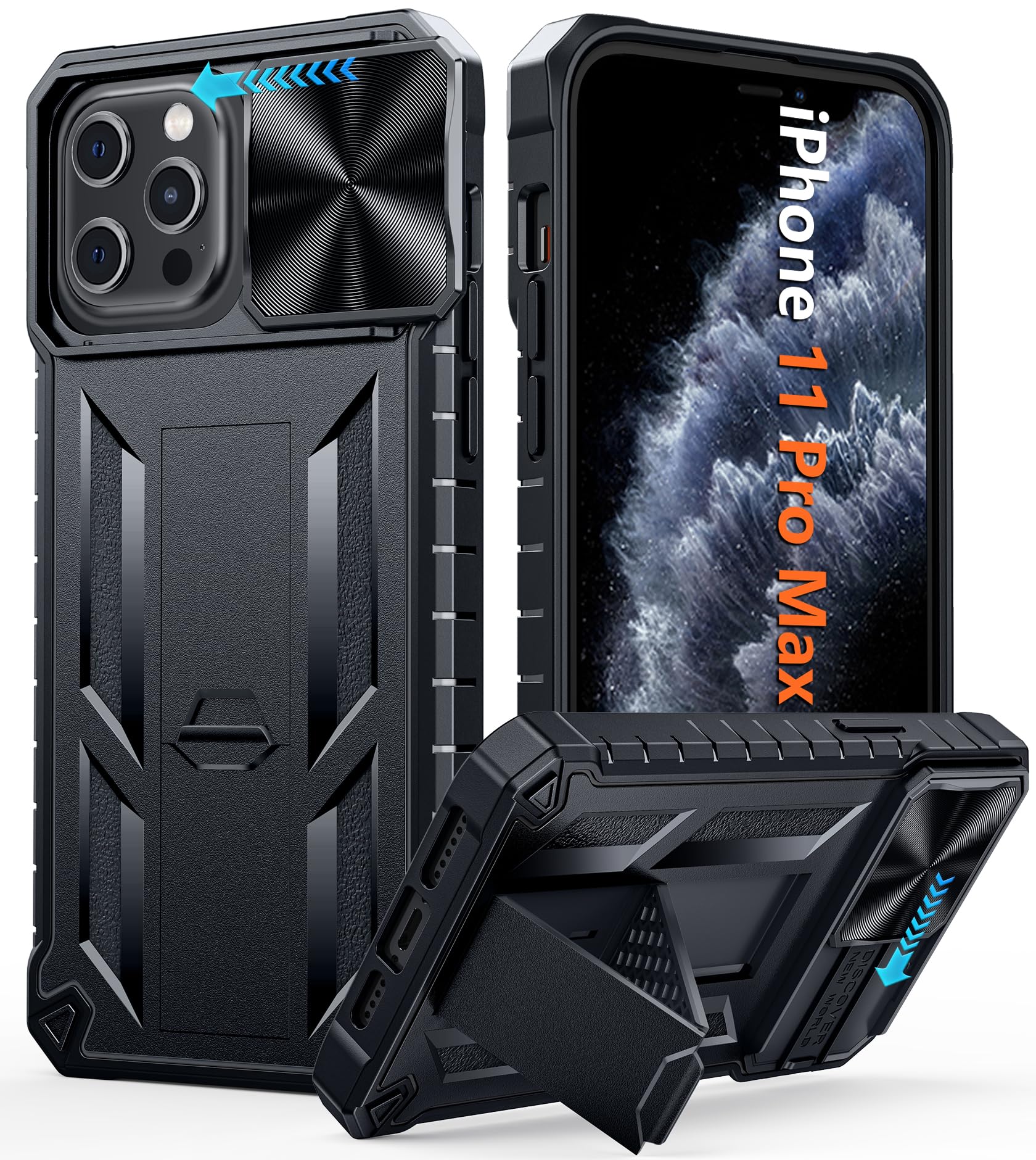Photo 1 of (see all images) FNTCASE for iPhone 11 Pro-Max Case: Military Grade Drop & Shock Protection Cell Phone Cover with Kickstand & Slide |