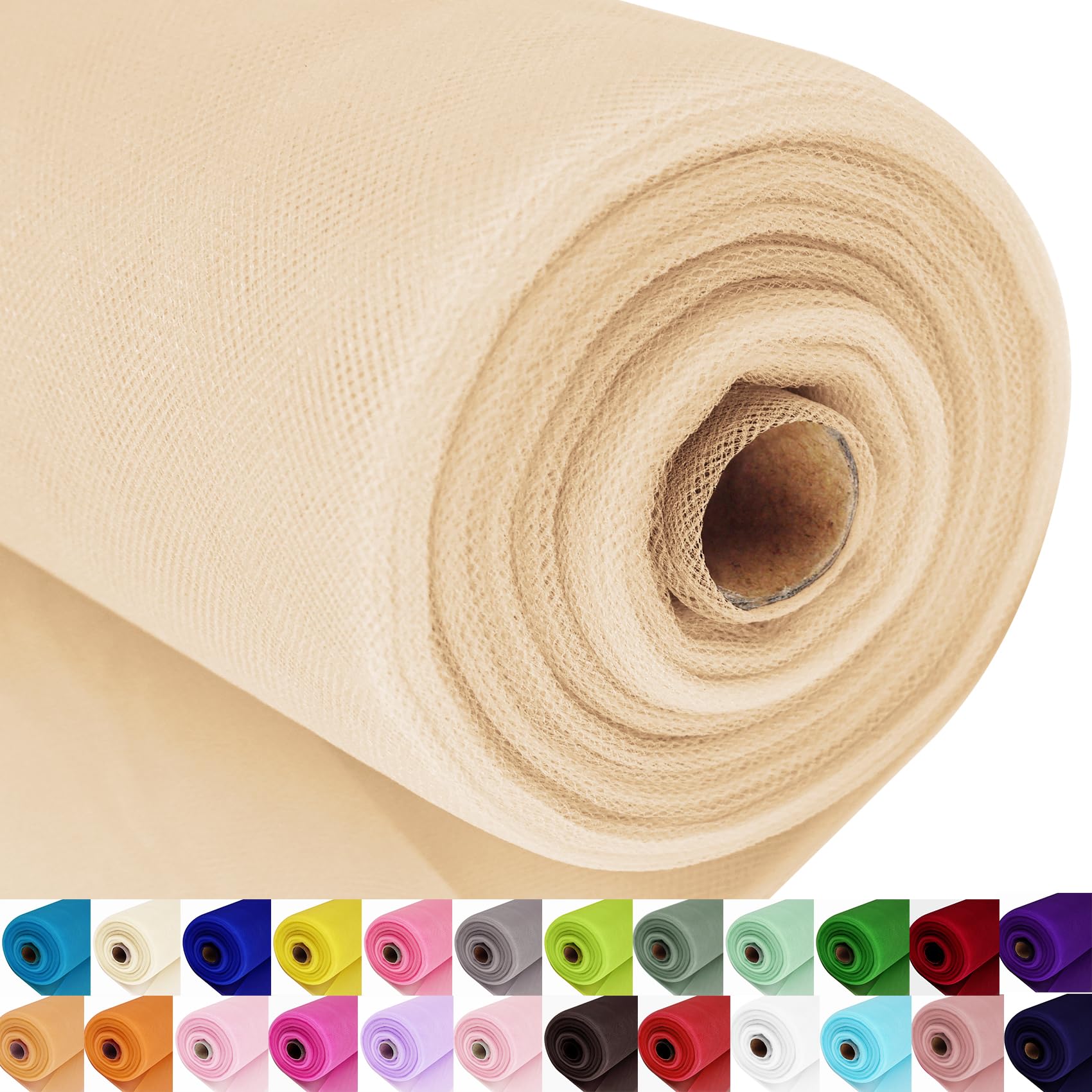 Beige Tulle Fabric Roll Spool Bolt