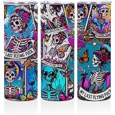 PQV Funny Gifts Skull 20 oz Skinny Tumbler Stainless Steel Slim Insulated Tumblers Straight Tumbler Cups Coffee Mug Thermal Travel Cup with Lid, Birthday Witchy Gifts for Women, Sarcastic Tarot Cards