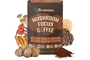 FORTISCA Mushroom Coffee, Instant Mushroom Coffee with Cordyceps, Reish, King Trumpet, Shitake, Turkey Tail, Lions Mane for Energy, Focus, Mood & Immune Support 210g