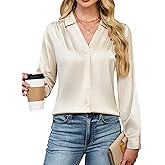 Blooming Jelly Womens Satin Button Down Shirts Work Dressy Casual Blouses Shirt Collar Long Sleeve Tops 2025