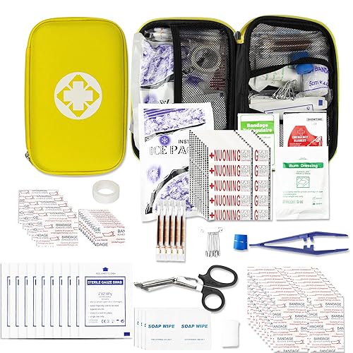First Aid Kit Car Home Emergency Essential Kit - 275Pcs Basic Hiking Supplies Survival Gear First Aid Kits Camping Backpacking Sports Yellow YIDERBO