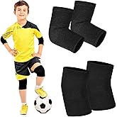 2 Pairs Kids Elbow Brace Knee Brace Tennis Compression Knit Knee Sleeves Arm Elbow Sleeve Elbow Support for Boys Girls Teen Basketball Sports Weight Lifting Volleyball Football Running, Medium, Black