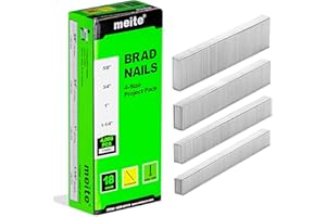 meite 18 Gauge Brad Nails, 4,000-Count Assorted 4 Sizes (5/8", 3/4", 1", 1-1/4 Inch) Galvanized Finish Nails for Pneumatic, Electric 18GA Brad Nailer Nail Guns Trim, Project Pack Assortment