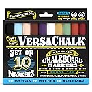 Chalkboard Chalk Markers by VersaChalk - Classic Colors (10-Pack) | Dust Free, Water-Based, Non-Toxic | Wet Erase Chalk Ink Pens