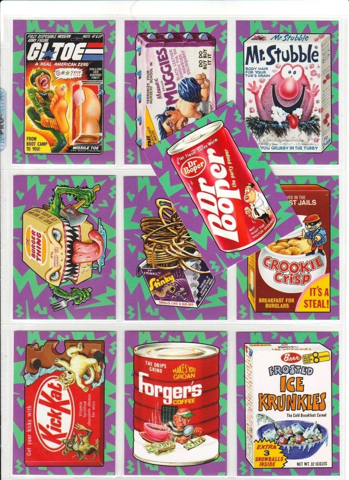 Wacky Packages 2017 50th Anniversary Complete Best of 80'S Sticker Set + Wrapper