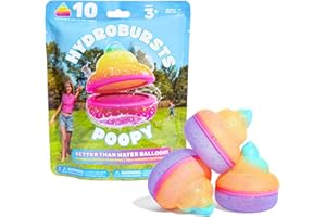 WHAT DO YOU MEME? Hydroburst 10-pack Reusable Water Balloons by Relatable, For The Pool, Beach Toys And Outdoor Play Toys, Includes 10 Refillable Balloons With Poopy Faces