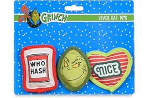 Dr. Seuss for Pets How The Grinch Stole Christmas 4” Grinch, Who Hash, Naughty & Nice Catnip Cat Plush Toys 3PC Set| Plush Cat Toys, Catnip Cat Toys, Pet Christmas Stocking Gift