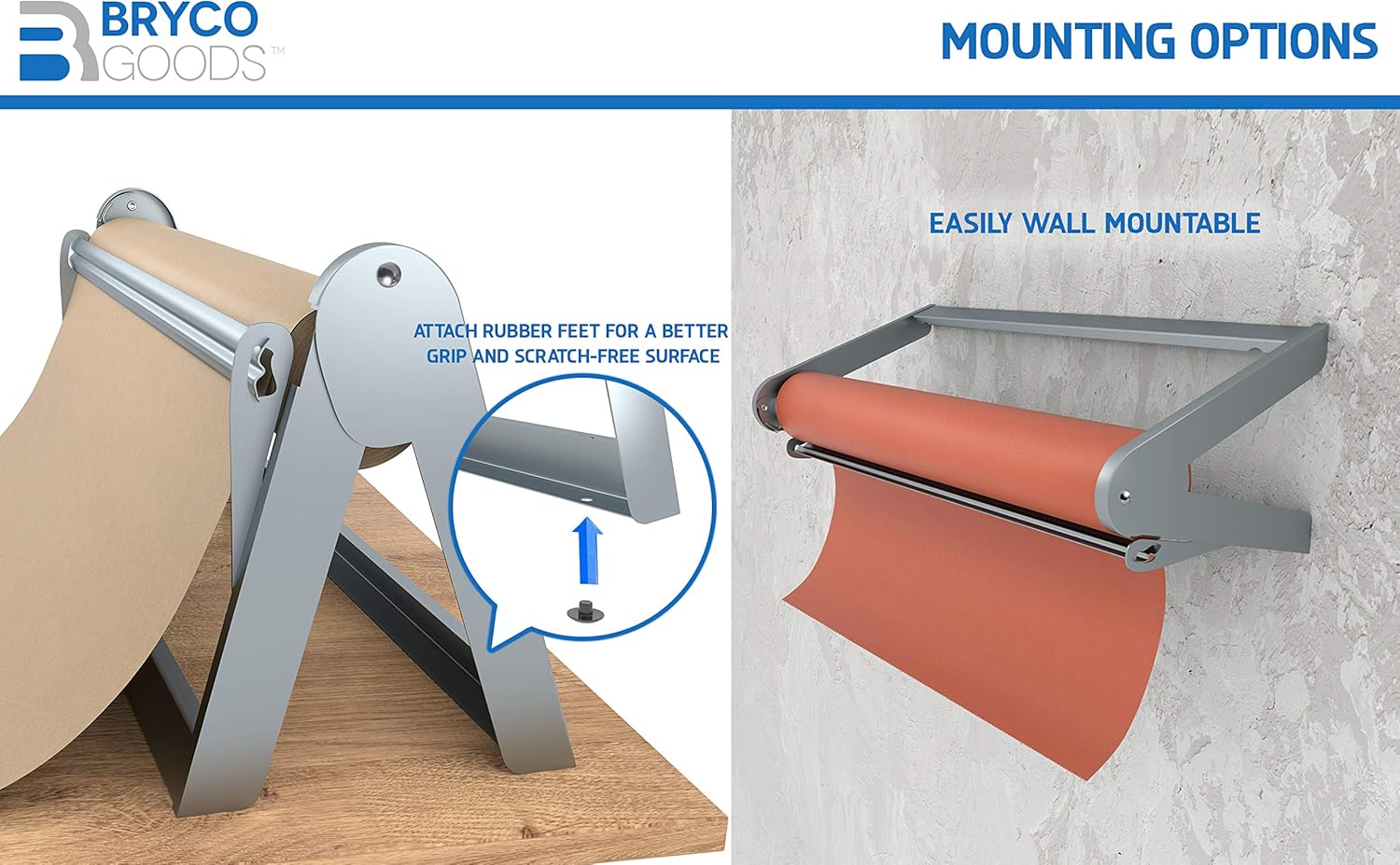 Paper Roll Dispenser and Cutter - Long 36" Roll Paper Holder - Great Butcher Paper Dispenser, Wrapping Paper Cutter, Craft Paper Holder or Vinyl Roll Holder - Wall Mountable : Office Products