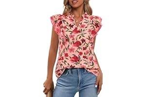 BTFBM Women Dressy Casual 2026 Summer Shirts Boho Floral Notched V Neck Ruffle Cap Sleeve Tops Business Work Blouses