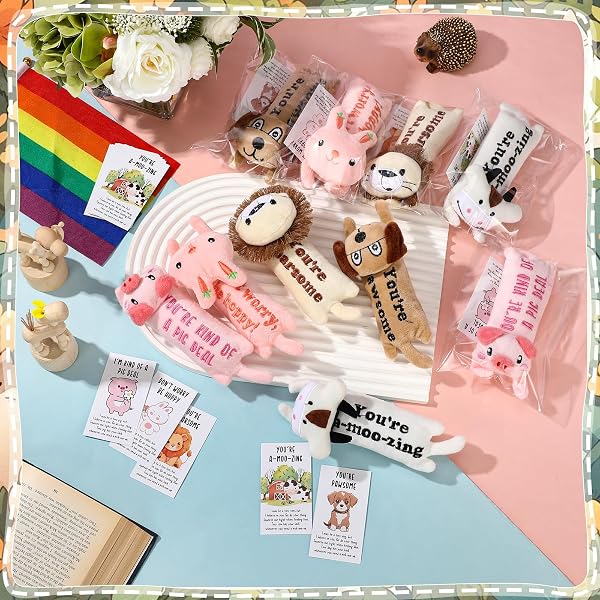 CIVANER 25 SET APPRECIATION GIFTS BULK FOR EMPLOYEE POSITIVE MINI PLUSH STUFFED ANIMAL PUN NOTE CARDS INSPIRATIONAL ENCOURAGEMENT THANK YOU GIFT FOR VET TECH MEDICAL ASSISTANT NURSE THANKSGIVING FAVOR