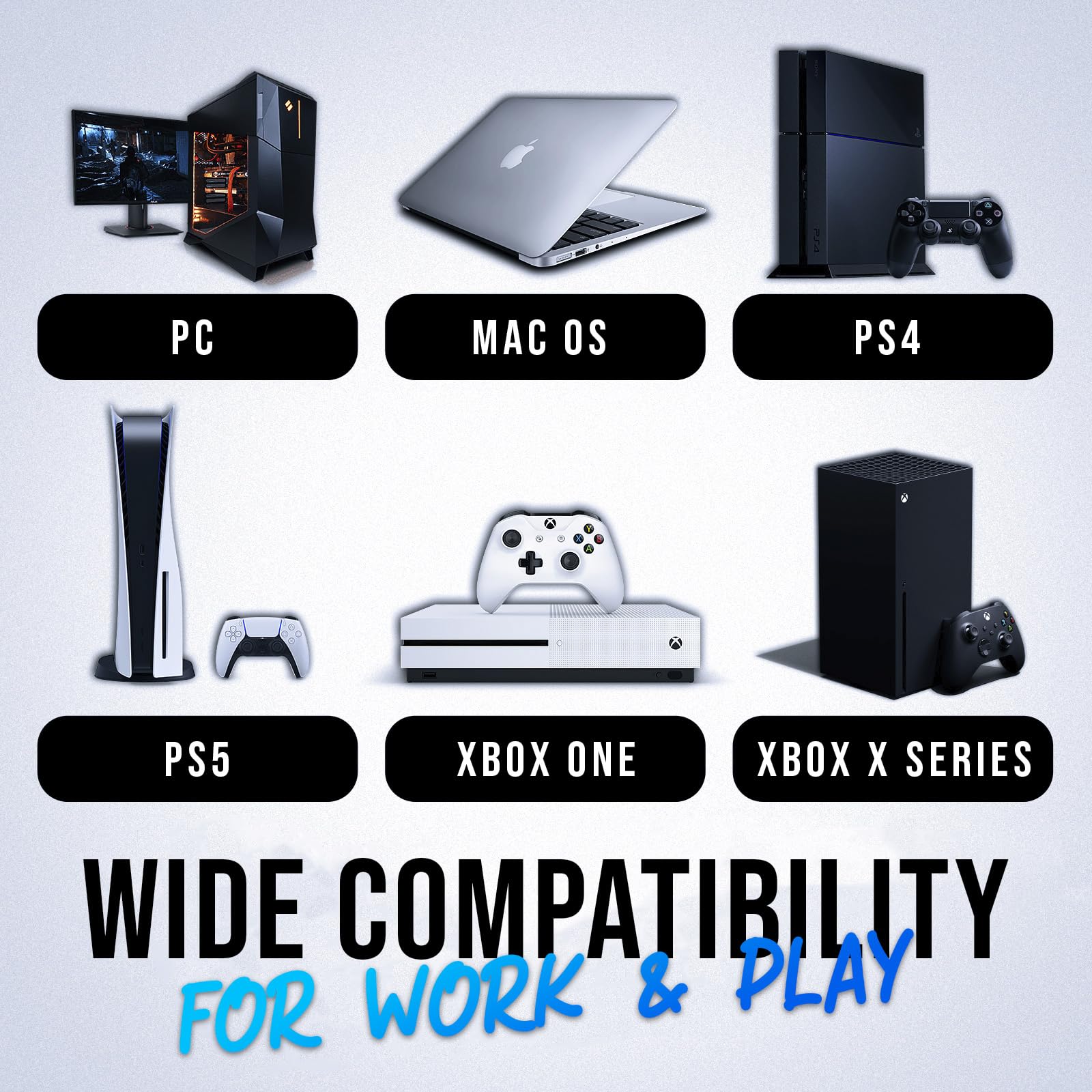 KLIM Chroma Wireless Keyboard – RGB Backlit Gaming, Rechargeable Battery, PC Keyboard, Durable & Water-Resistant, Compatible with PS4, PS5 & Mac - Black