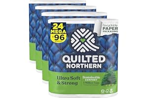 Quilted Northern Ultra Soft & Strong Toilet Paper, 24 Mega Rolls = 96 Regular Rolls, 5X Stronger*, Premium Soft Toilet Tissue with Recyclable Paper Packaging