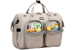 POMELO BEST Diaper Bag Totes with Changing Pad & Stroller Straps, Large Portable Newborn Baby Bags, Unisex and Stylish Travel Diaper Backpacks for Mom and Dad (Beige)