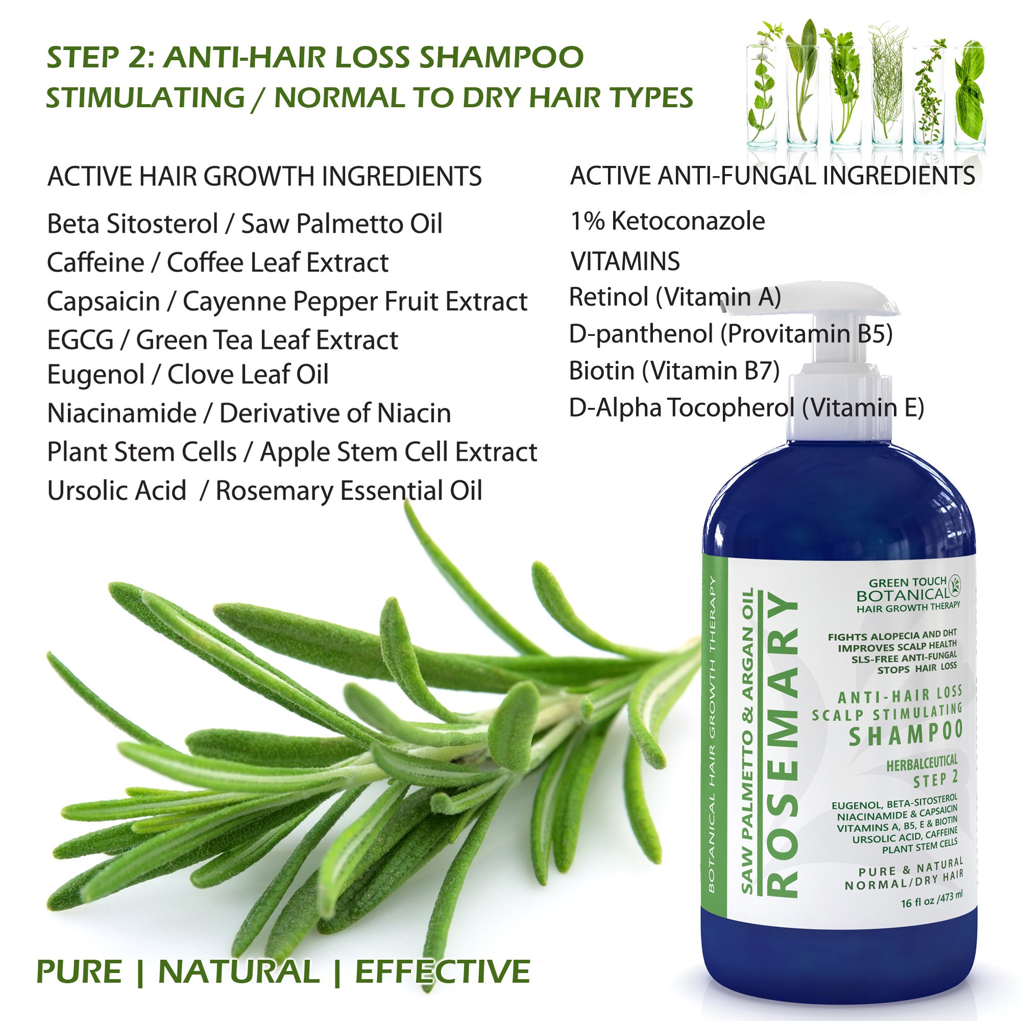 Hair Growth Botanical STEP 2 Anti Hair Loss Organic Shampoo Rosemary
