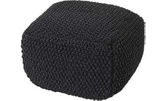 Christopher Knight Home Joyce Knitted Cotton Square Pouf, Dark Grey Small