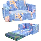 inhand Toddler Chair Comfy,2-in-1 Soft Toddler Couch Fold Out for Kids,Convertible Sofa to Lounger,Gift for Girls and Boys Birthday,Dinosaurs,Medium