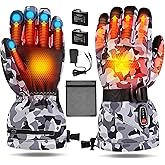 Acroutro Heated Gloves for Men&Women, 5-Temp Settings Camouflage Rechargeable with 7.4V 3200mAh Rechargeable Battery, Waterproof Touchscreen Winter Gloves for Skiing,Motorcycle, Work, Hunting