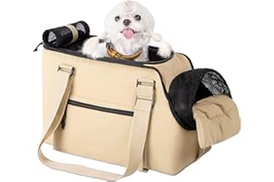 BurgeonNest Dog Purse Carrier for Small Dogs and Cats, Soft Sided Cozy Plush Pet Bag Carrier, 15.7" L x 8" W x 11" H Lightweight Pet Tote Bag with Secure Harness Clip
