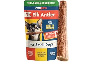 REXIPETS 100% Natural - Antlers for Dogs - Naturally Shed in USA - Grade A Long Lasting Chew for Aggressive Chewers - Elk Antlers Dog Antler Chews - Real, Healthy Treats & Toys - No Odor & No Mess - Small