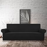 HEYOMART High Stretch Sofa Cover Jacquard Knitted Thick 4 Seater Black view 9