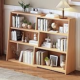 IOTXY Wooden Extendable Shelf Bookcase - 3-Tier Ladder Low Short Bookshelf for Small Space or Corner, Oak, L