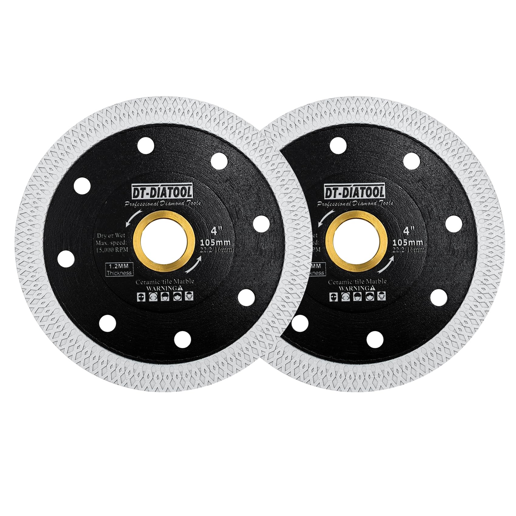 DT-DIATOOL Diamond Cutting Disc 2PCS 4 Inch / 105mm Cutting Disc with X Mesh Turbo for Porcelain Tile Marble Ceramic Granite
