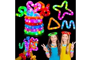 GWAHSA 12 pcs Light Up Pop Tubes, Glow Sticks Bulk Party Favors for Kids 4-8 8-12 Pinata Goodie Bags Stuffers for Boys Girls Birthday Christmas Gifts Fidget Sensory Toys Glow in the Dark Party Supplies