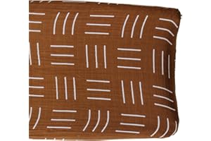 Mebie Baby Changing Pad Cover, Mustard Mudcloth, 100% Muslin Cotton Changing Table Pad Cover for Baby Boy and Girl, Designer Nursery Decor Covers, Diaper Changing Pad Cover for Changing Station