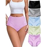 MISSWHO High Waisted Cotton Women Underwear Tagless Soft Full Coverage Briefs Ladies Panties (Regular, Plus Size)