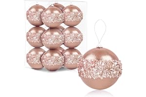 ZZHXKJHKY 12 Pcs 4 Inch Large Christmas Balls Rose Gold Christmas Ball Ornaments Christmas Decorations Tree Balls for Xmas Trees Wedding Party Holiday Decorations Tabletop Small Trees Decoration
