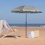 CHRISTOW Portable Beach Parasol Tilting 2m UV 50+ Grey Garden Sunshade view 2