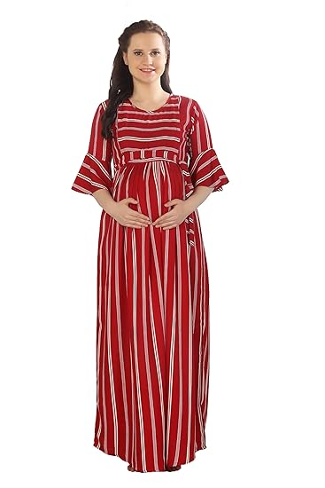 Womens Printed Long Maternity Nightdress