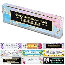 Office Desks Name Plate Personalized Custom Clear