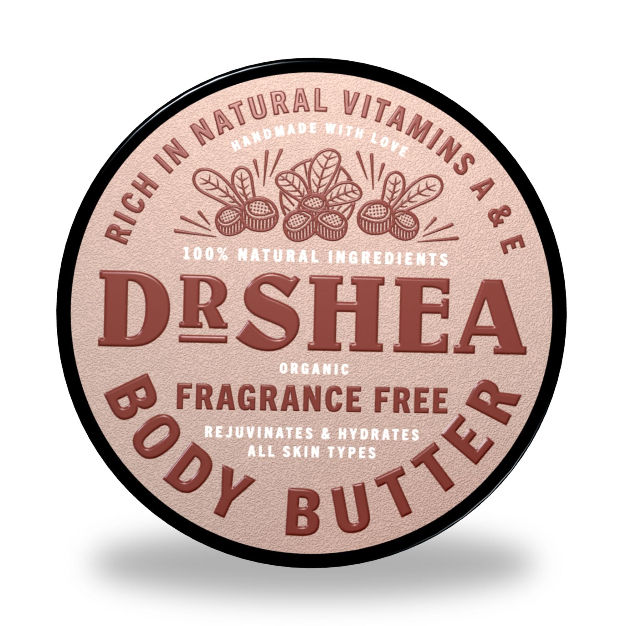 Dr Shea Whipped Fragrance-Free Body Butter (200ml) - 100% Natural Raw Shea & Almond Oil - Unscented Moisturiser for Sensitive Skin, Eczema & Babies - Vegan