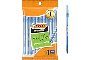 BIC Round Stic Ball Pens Stick, Blue, Medium Point, 10-Pack