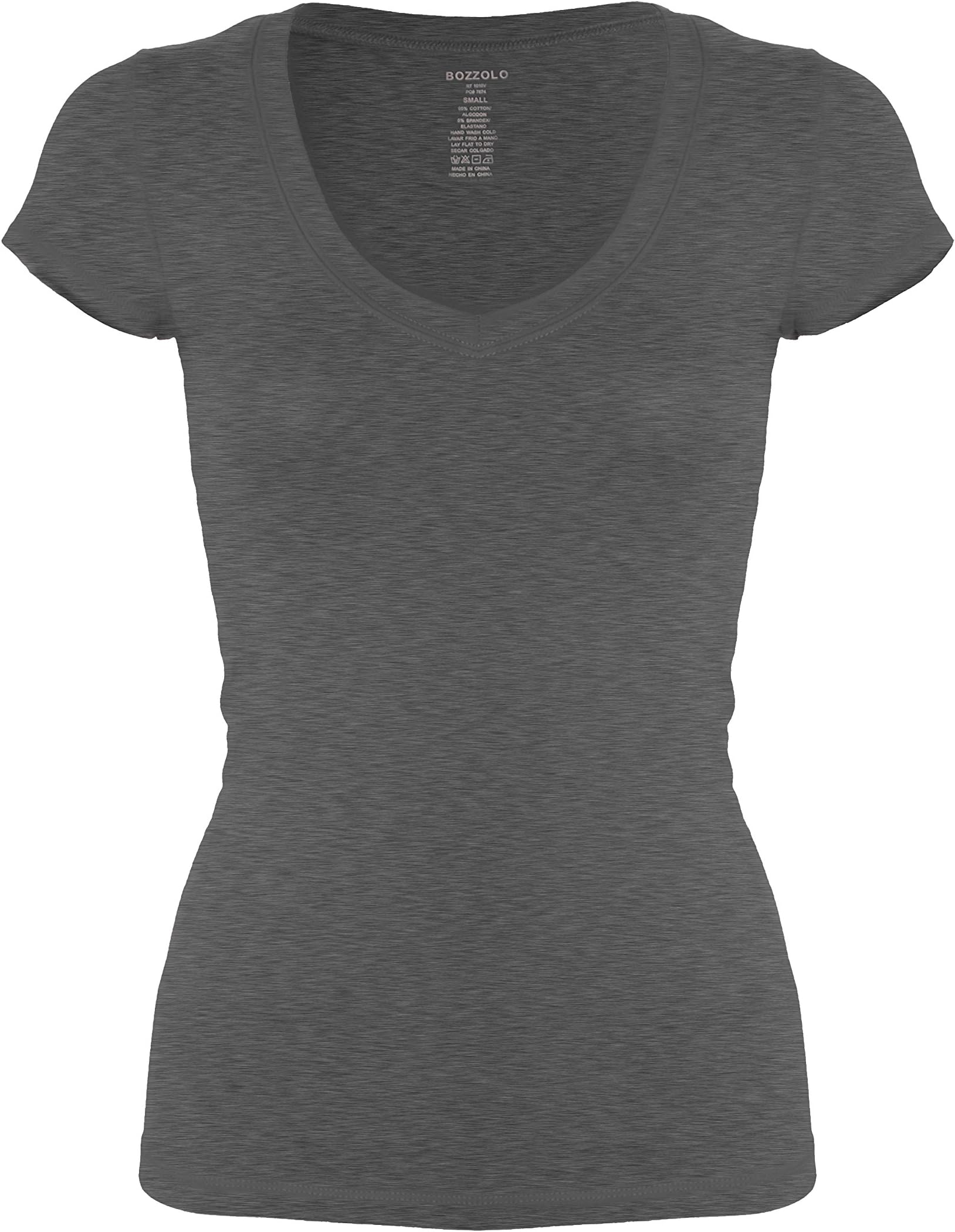 Bozzolo Women's Plain Basic V Neck Short Sleeve Cotton T-Shirts